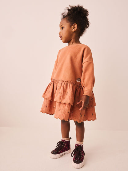 Dsiney Kidz - Orange Hedgehog Embroidery Long Sleeve Sweat Dress (3mths-7yrs) image 2