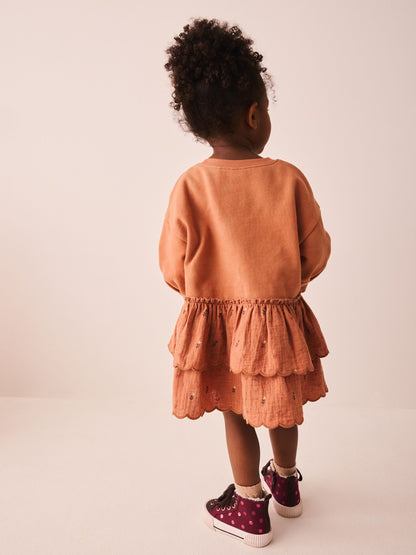 Dsiney Kidz - Orange Hedgehog Embroidery Long Sleeve Sweat Dress (3mths-7yrs) image 3
