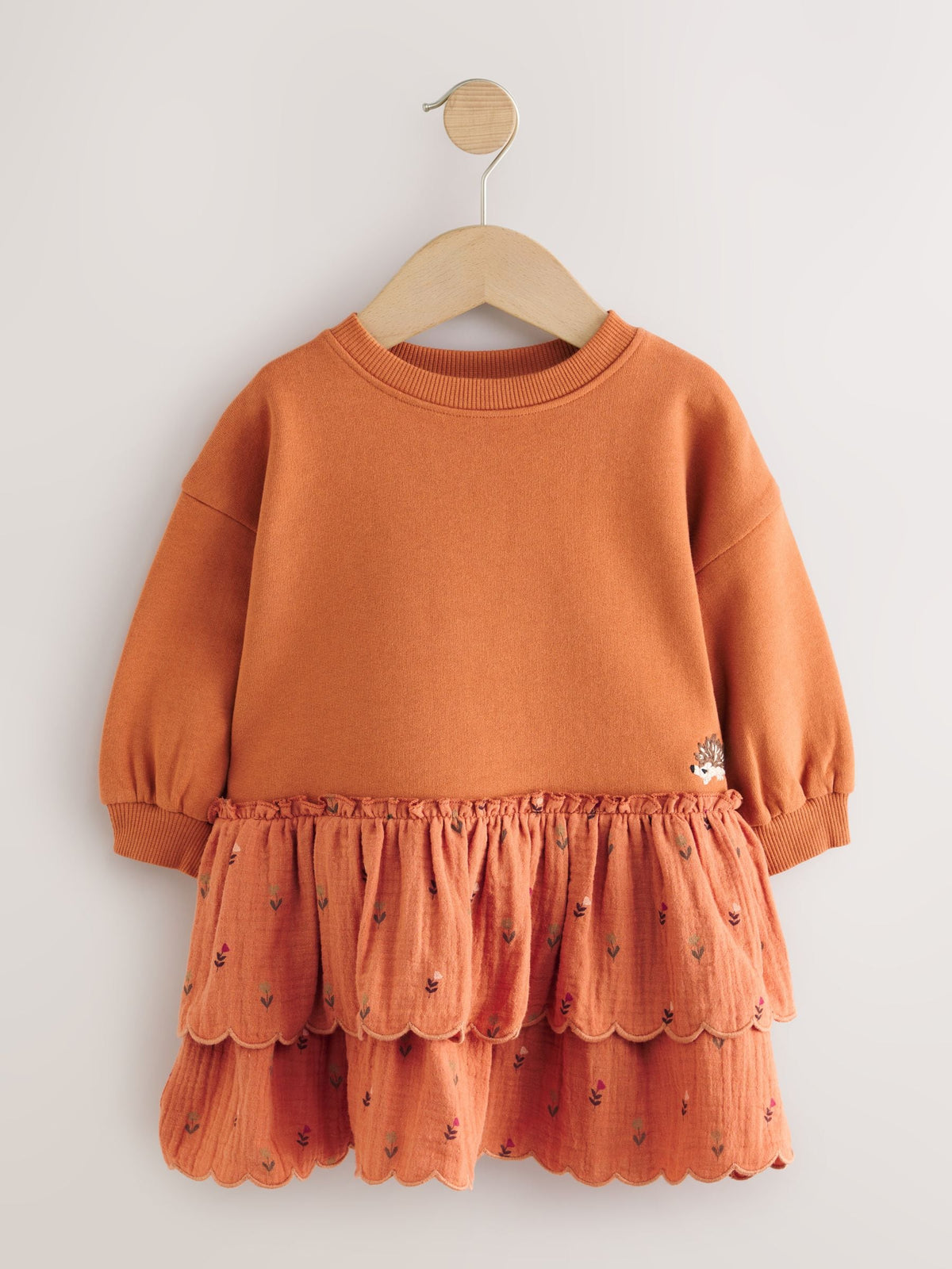 Dsiney Kidz - Orange Hedgehog Embroidery Long Sleeve Sweat Dress (3mths-7yrs) image 5