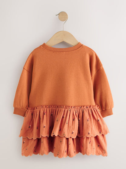 Dsiney Kidz - Orange Hedgehog Embroidery Long Sleeve Sweat Dress (3mths-7yrs) image 6