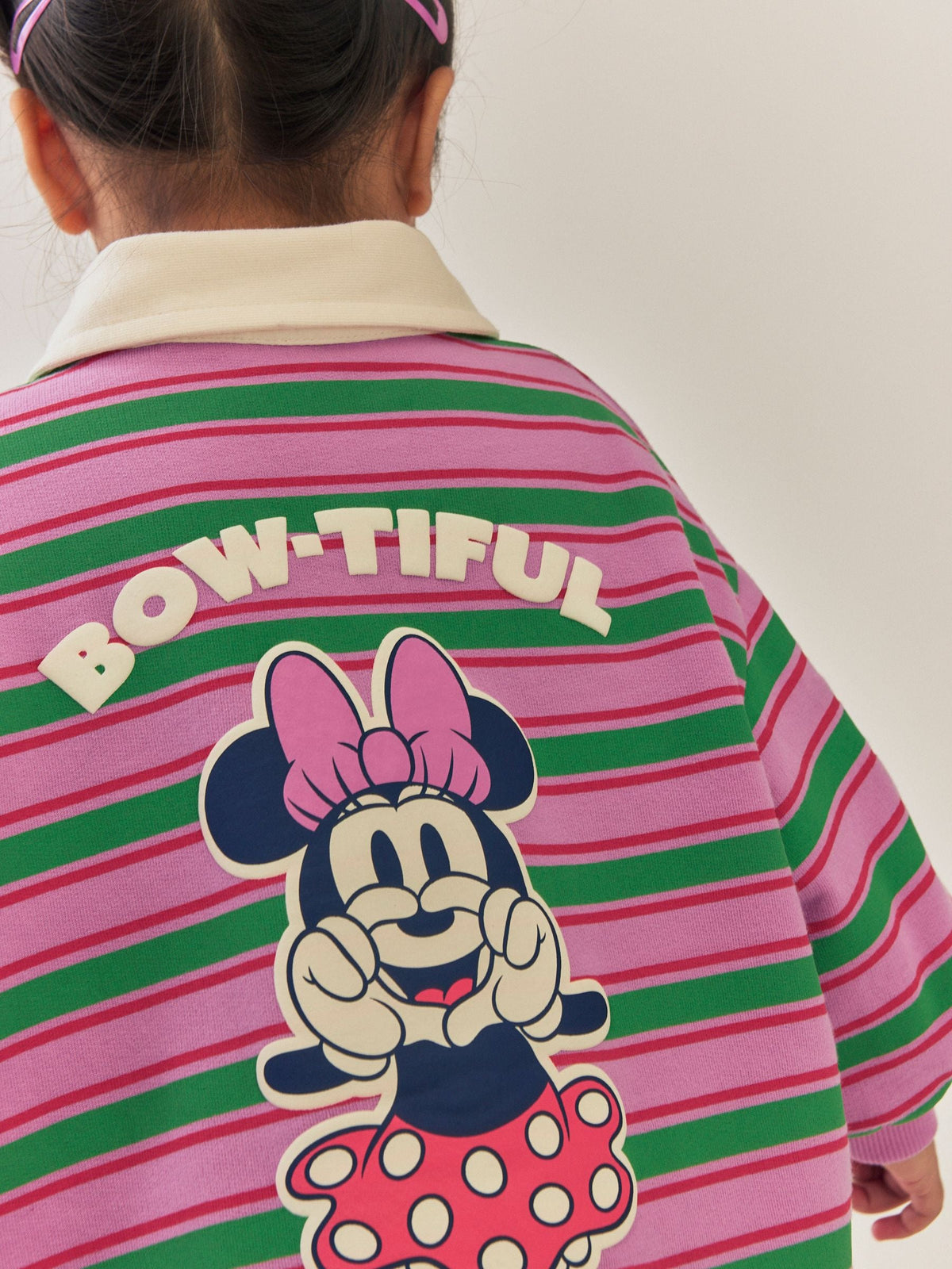 Dsiney Kidz - Green/Purple Stripe Disney Minnie Mouse Long Sleeve Rugby Dress (9mths-7yrs) image 3