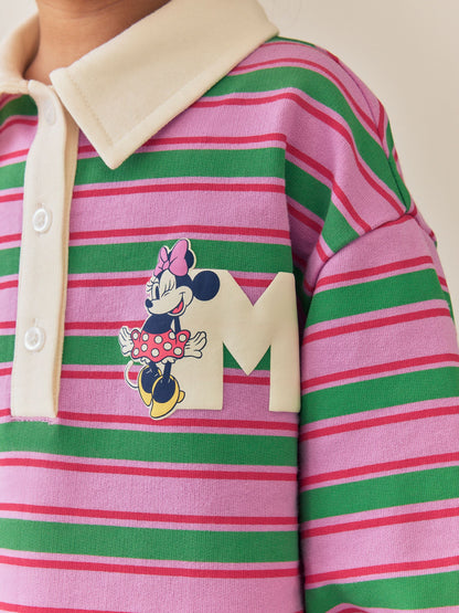 Dsiney Kidz - Green/Purple Stripe Disney Minnie Mouse Long Sleeve Rugby Dress (9mths-7yrs) image 4