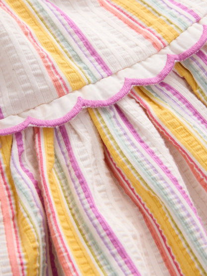 Rainbow Stripe Sleeveless Scallop Detail Summer Dress (3mths-7yrs) image 7