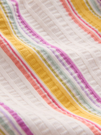 Rainbow Stripe Sleeveless Scallop Detail Summer Dress (3mths-7yrs) image 9