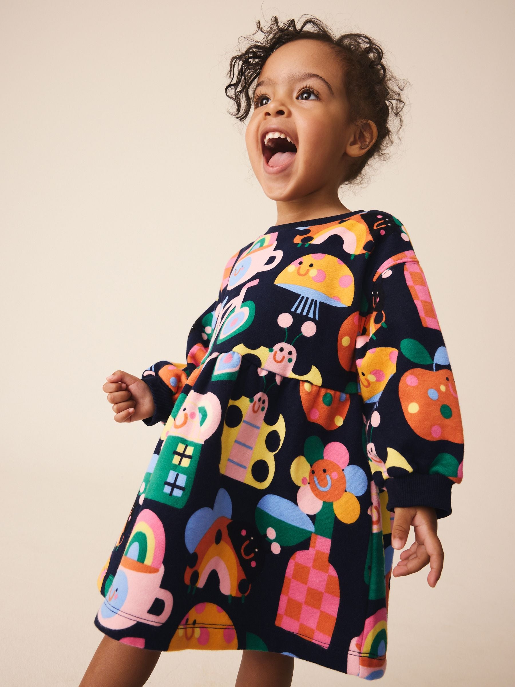 Dsiney Kidz - Navy Ladybird Rainbow Long Sleeve Sweat Dress (3mths-7yrs) image 2