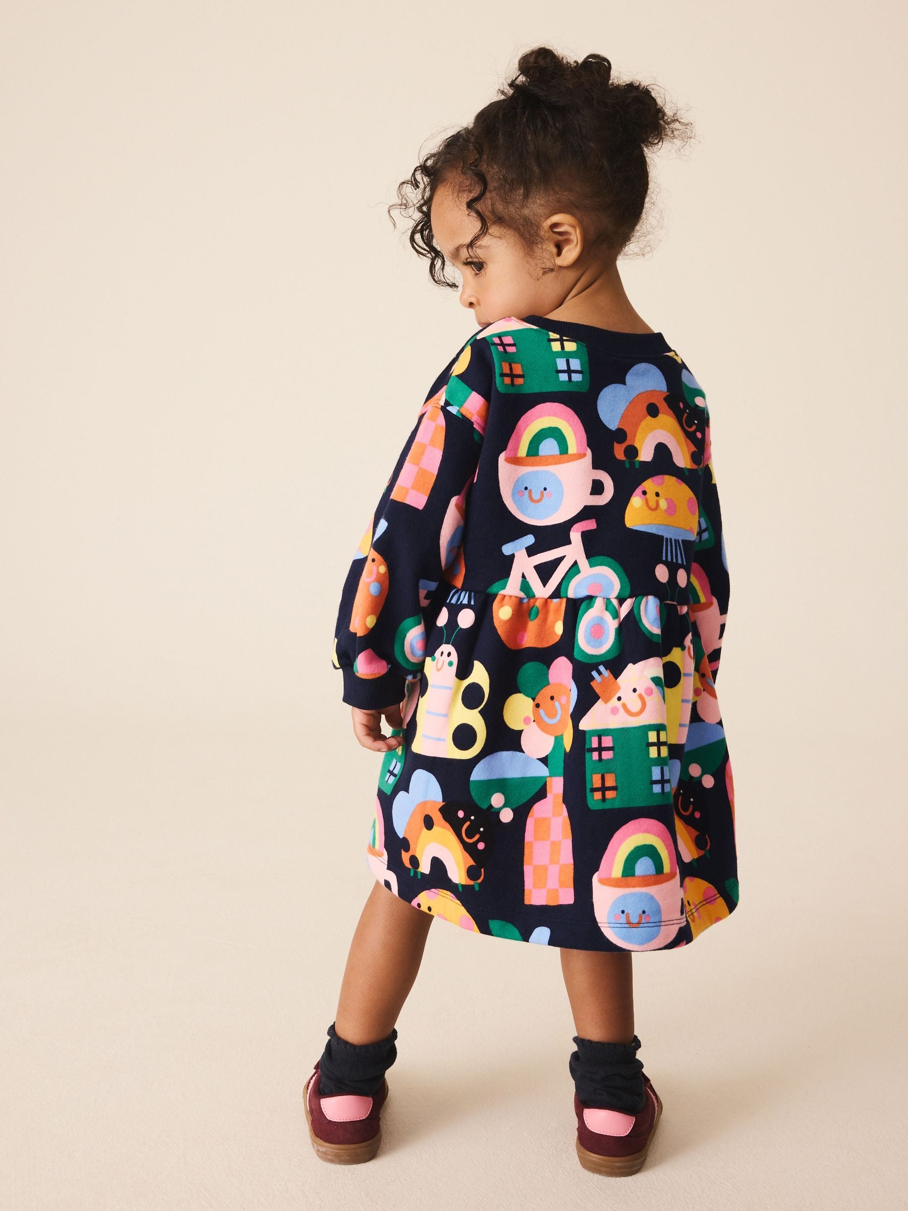 Dsiney Kidz - Navy Ladybird Rainbow Long Sleeve Sweat Dress (3mths-7yrs) image 3
