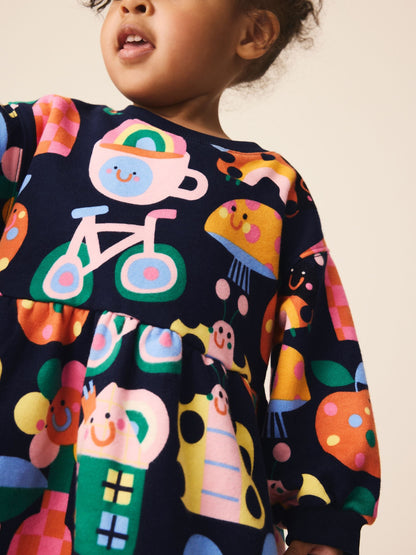 Dsiney Kidz - Navy Ladybird Rainbow Long Sleeve Sweat Dress (3mths-7yrs) image 4