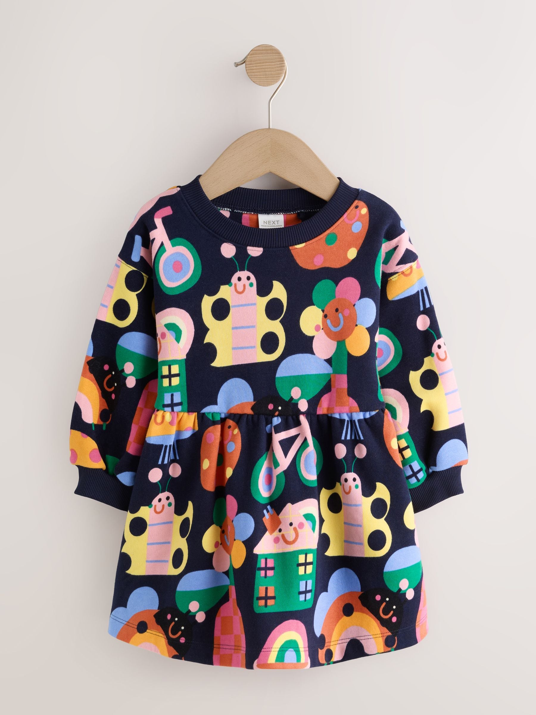 Dsiney Kidz - Navy Ladybird Rainbow Long Sleeve Sweat Dress (3mths-7yrs) image 5
