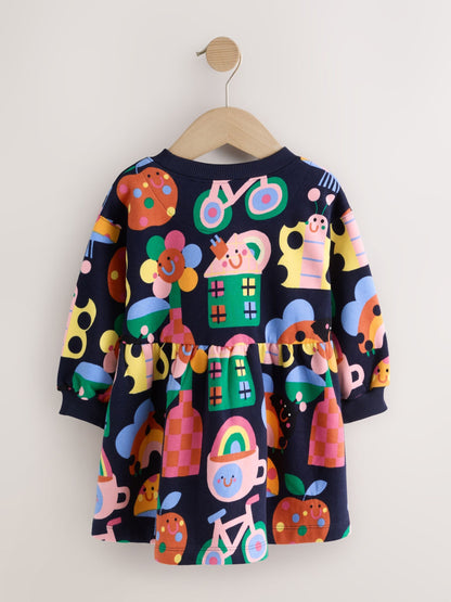 Dsiney Kidz - Navy Ladybird Rainbow Long Sleeve Sweat Dress (3mths-7yrs) image 6