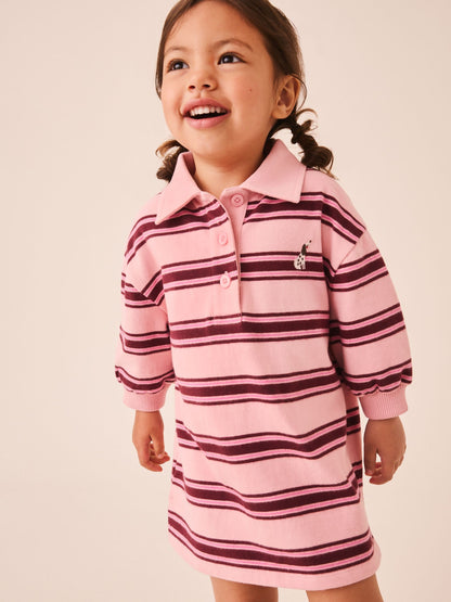 Dsiney Kidz - Pink Stripe Long Sleeve Rugby Sweat Dress (3mths-7yrs) image 1