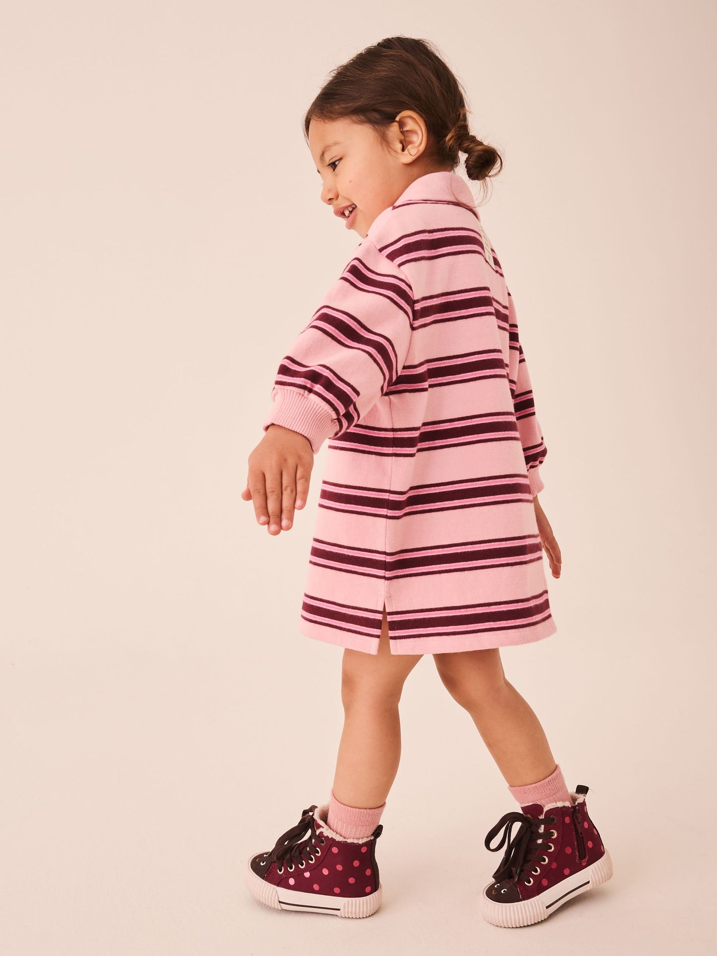 Dsiney Kidz - Pink Stripe Long Sleeve Rugby Sweat Dress (3mths-7yrs) image 3