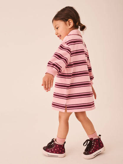 Dsiney Kidz - Pink Stripe Long Sleeve Rugby Sweat Dress (3mths-7yrs) image 3