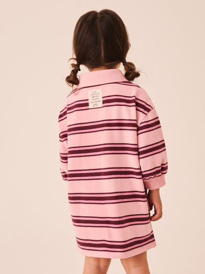 Dsiney Kidz - Pink Stripe Long Sleeve Rugby Sweat Dress (3mths-7yrs) image 4