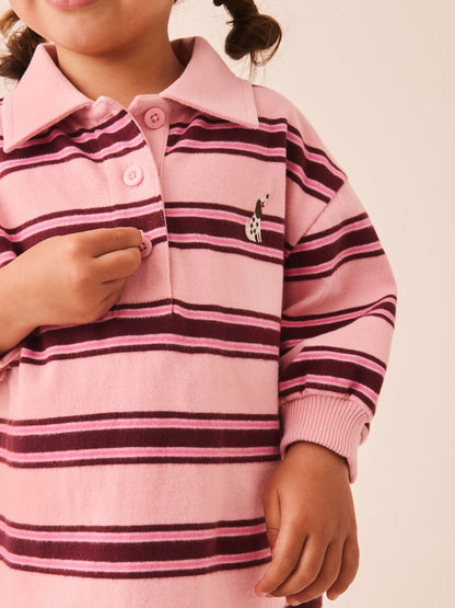 Dsiney Kidz - Pink Stripe Long Sleeve Rugby Sweat Dress (3mths-7yrs) image 6