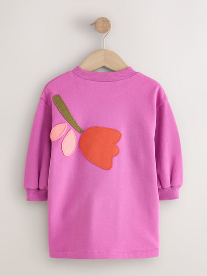 Dsiney Kidz - Purple Flowers Long Sleeve Sweat Dress (3mths-7yrs) image 2