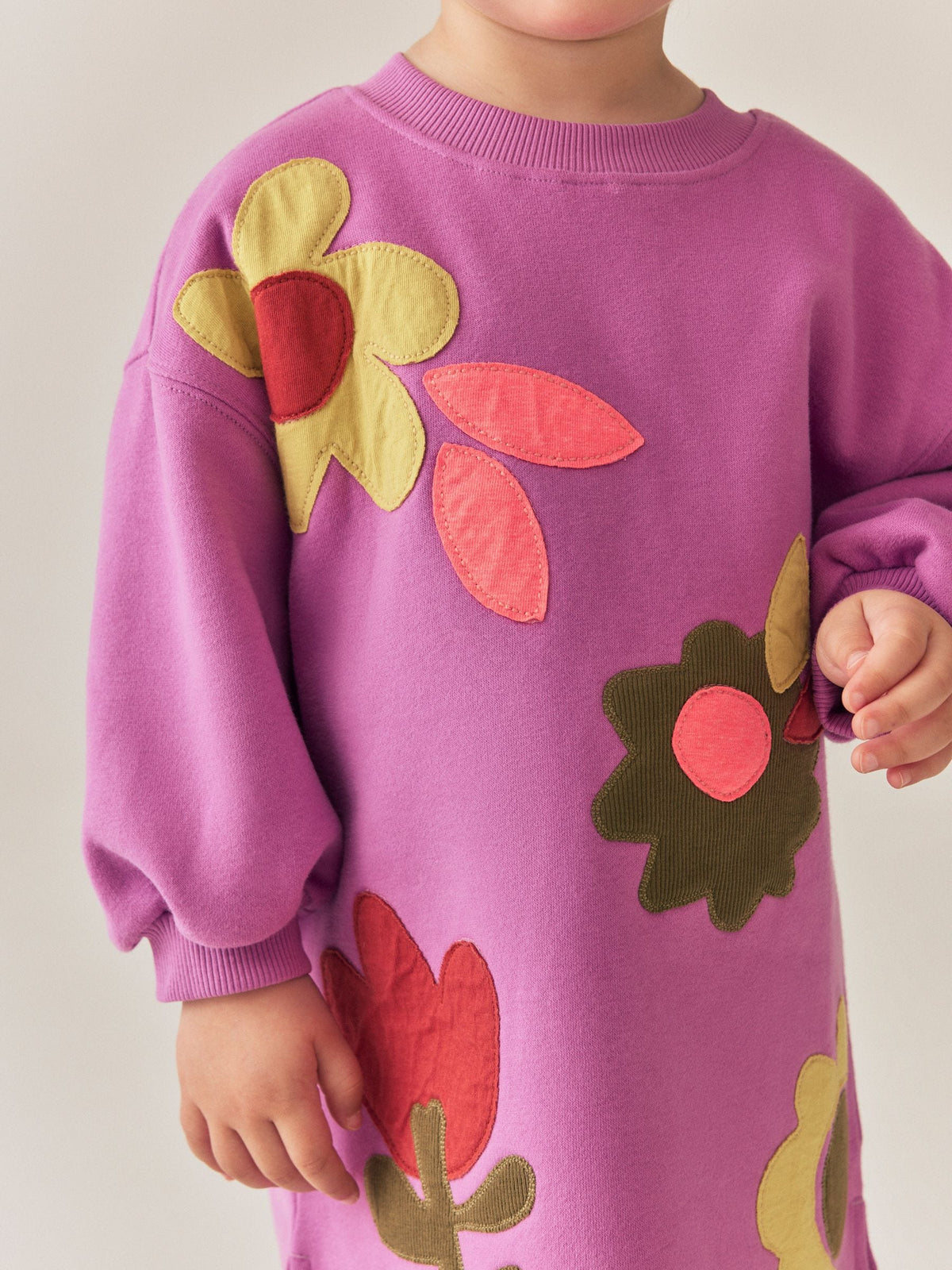Dsiney Kidz - Purple Flowers Long Sleeve Sweat Dress (3mths-7yrs) image 2