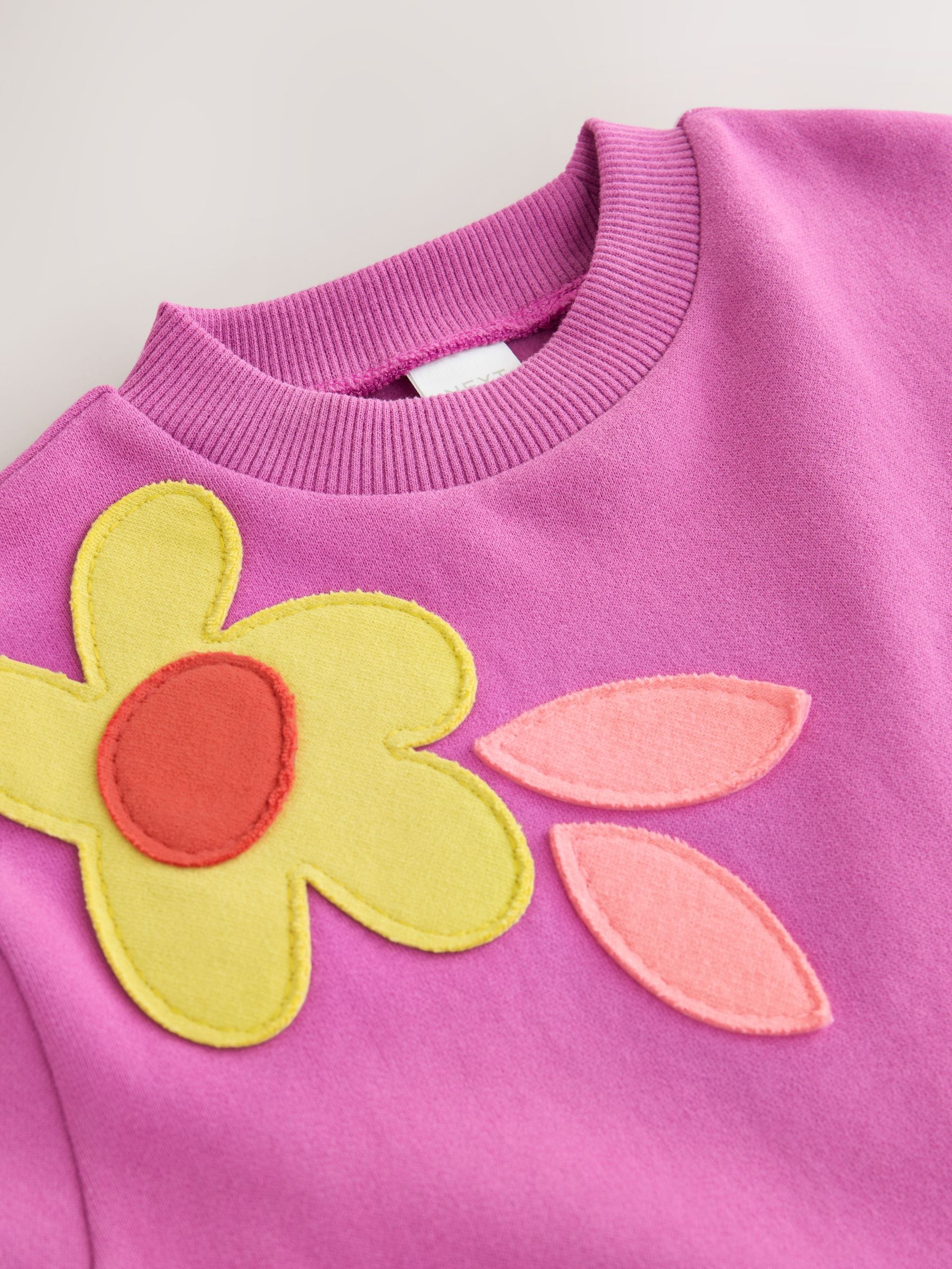 Dsiney Kidz - Purple Flowers Long Sleeve Sweat Dress (3mths-7yrs) image 3