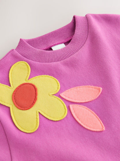 Dsiney Kidz - Purple Flowers Long Sleeve Sweat Dress (3mths-7yrs) image 3