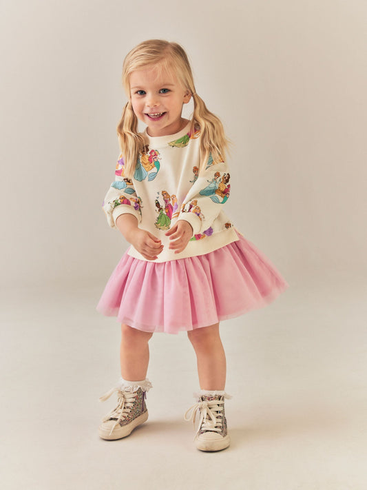 Dsiney Kidz - Pink Disney Princesses Sweat Mesh Dress (9mths-7yrs) image 2