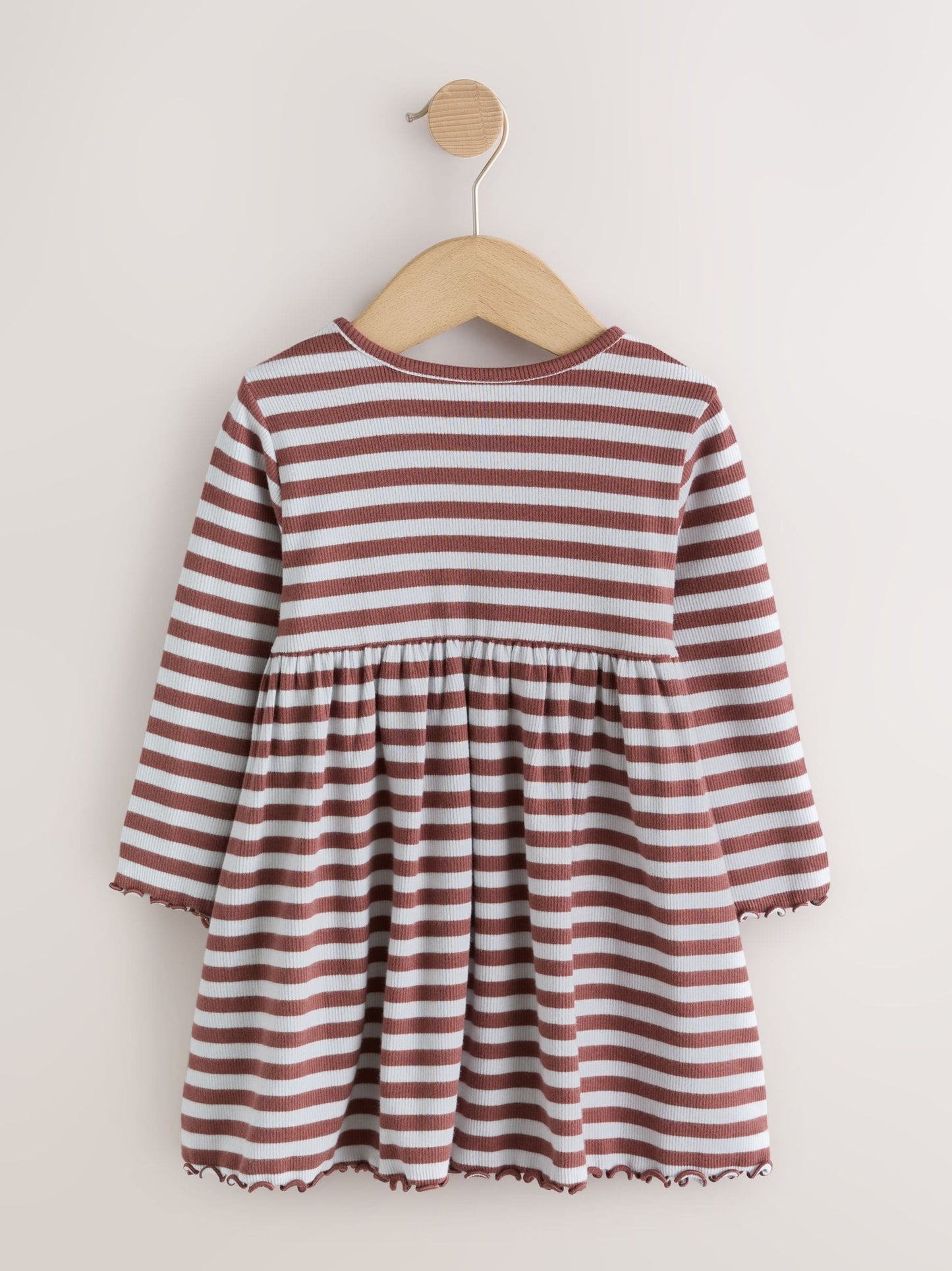Dsiney Kidz - Brown Stripe Flower Long Sleeve Ribbed Dress (3mths-7yrs) image 5