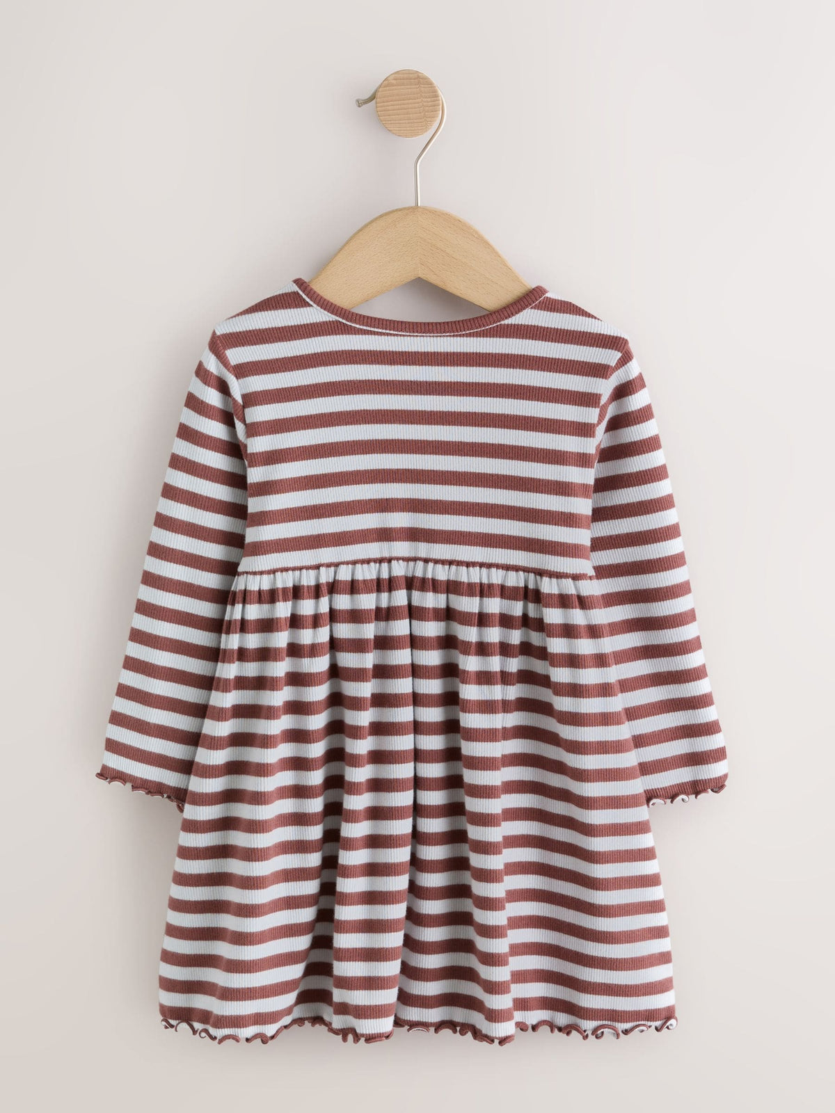 Dsiney Kidz - Brown Stripe Flower Long Sleeve Ribbed Dress (3mths-7yrs) image 5