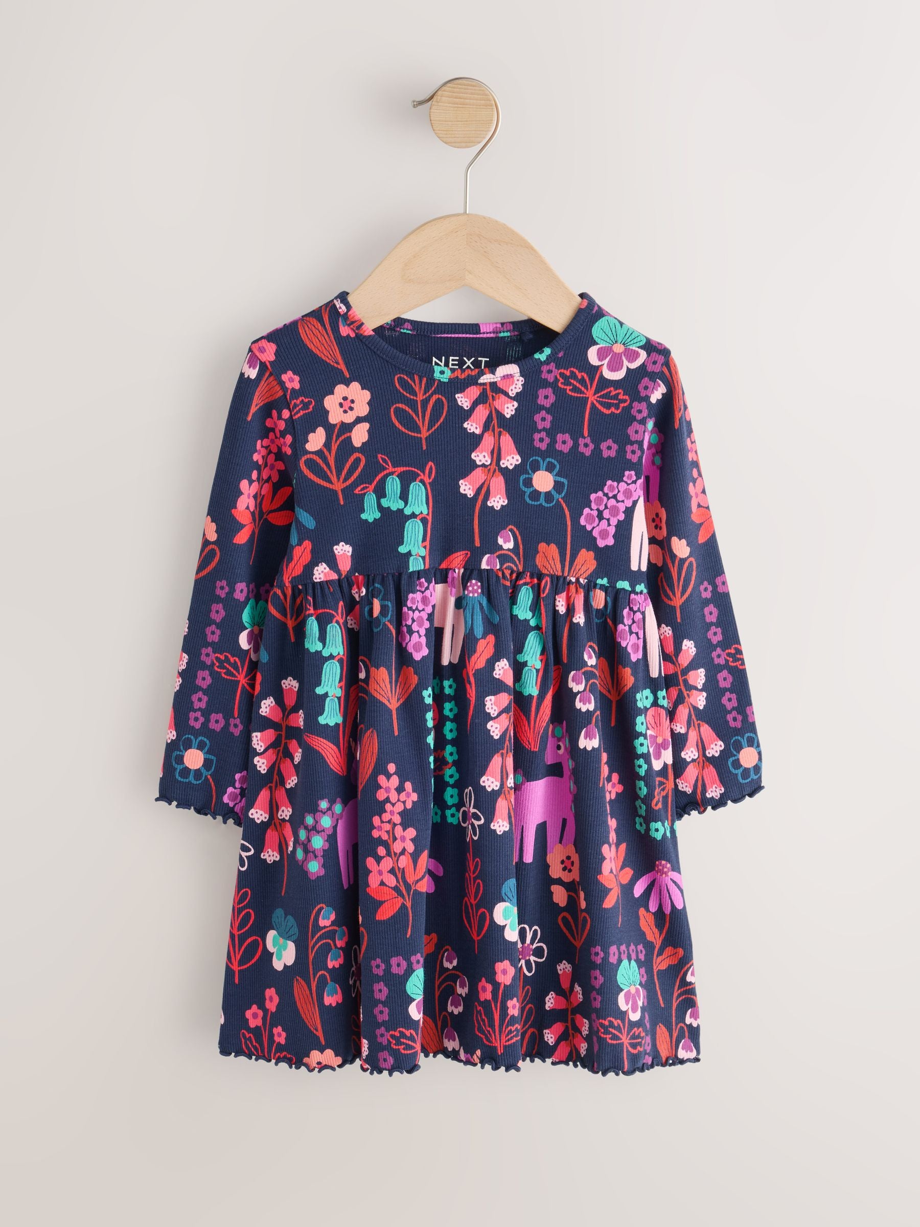 Dsiney Kidz - Navy Unicorn Long Sleeve Ribbed Dress (3mths-7yrs) image 5