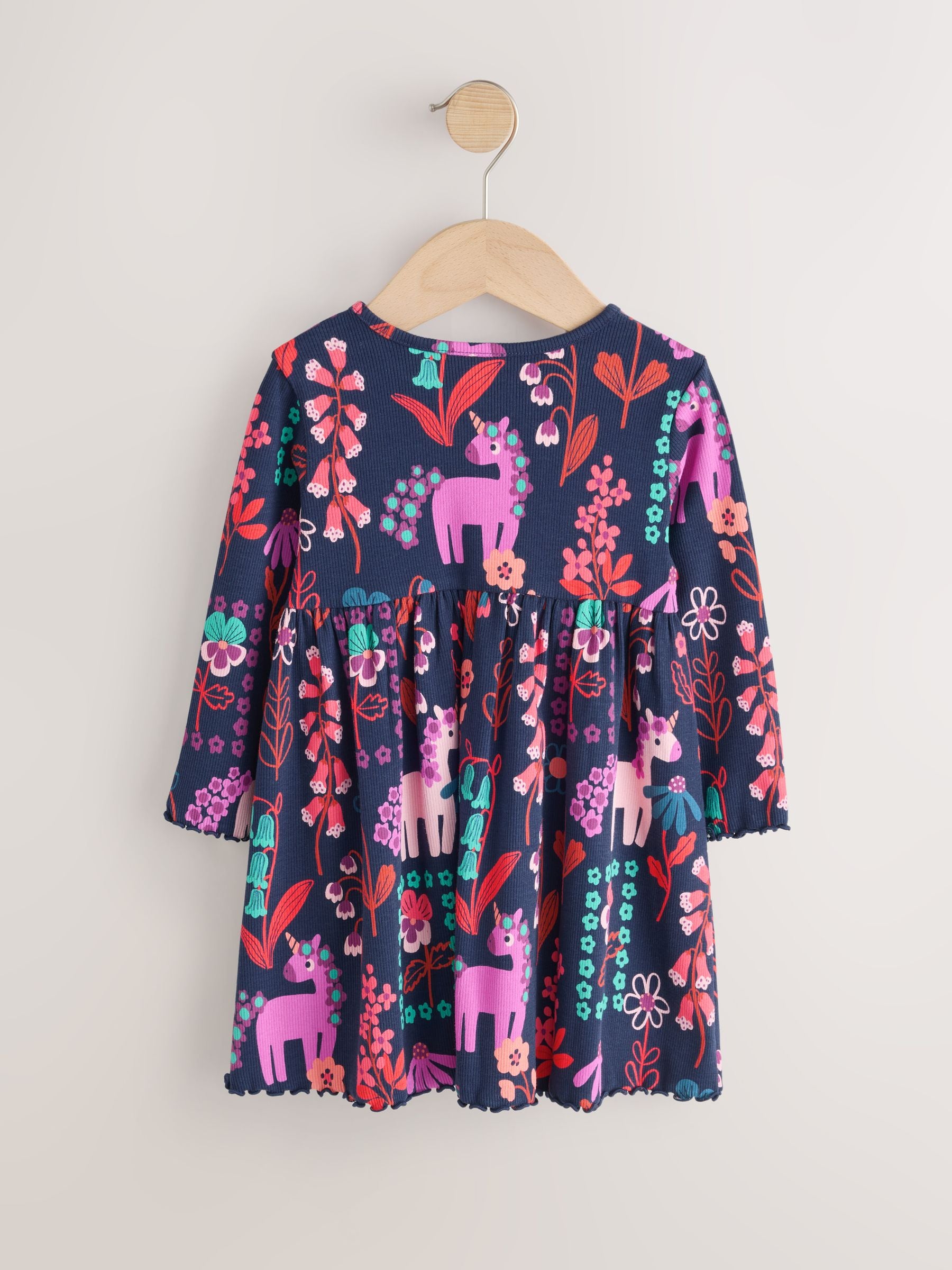 Dsiney Kidz - Navy Unicorn Long Sleeve Ribbed Dress (3mths-7yrs) image 6
