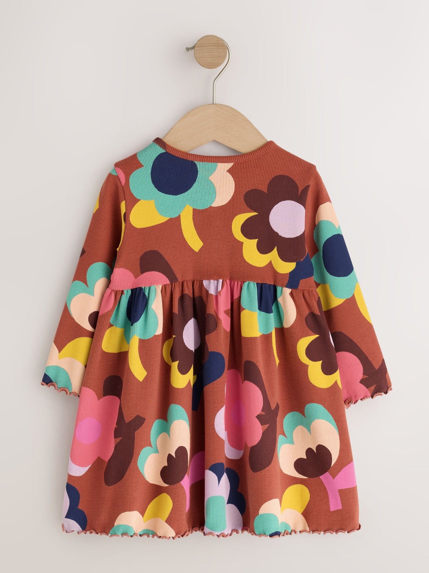 Dsiney Kidz - Brown Flowers Long Sleeve Ribbed Dress (3mths-7yrs) image 5
