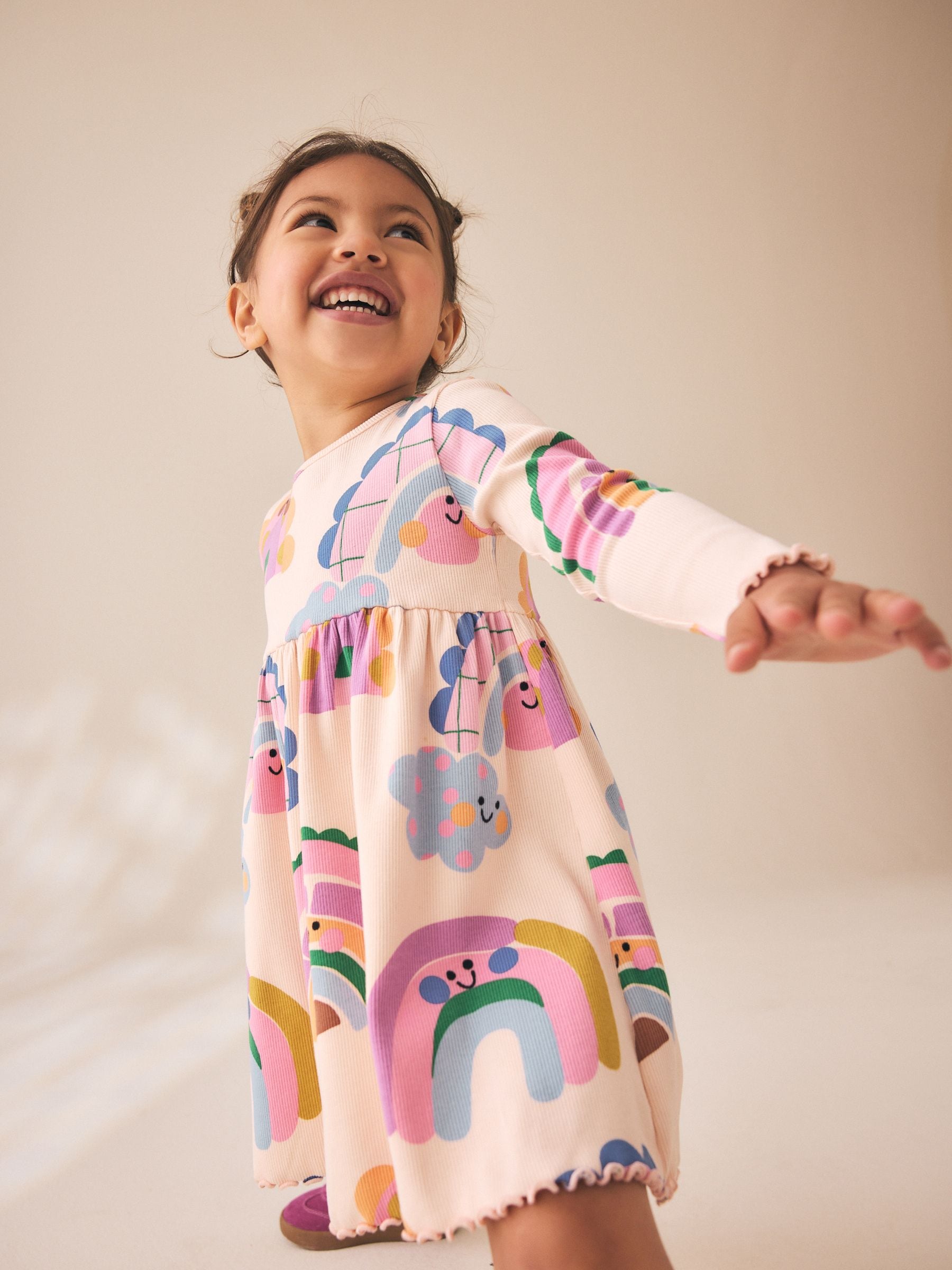 Dsiney Kidz - Rainbow Long Sleeve Ribbed Dress (3mths-7yrs) image 3