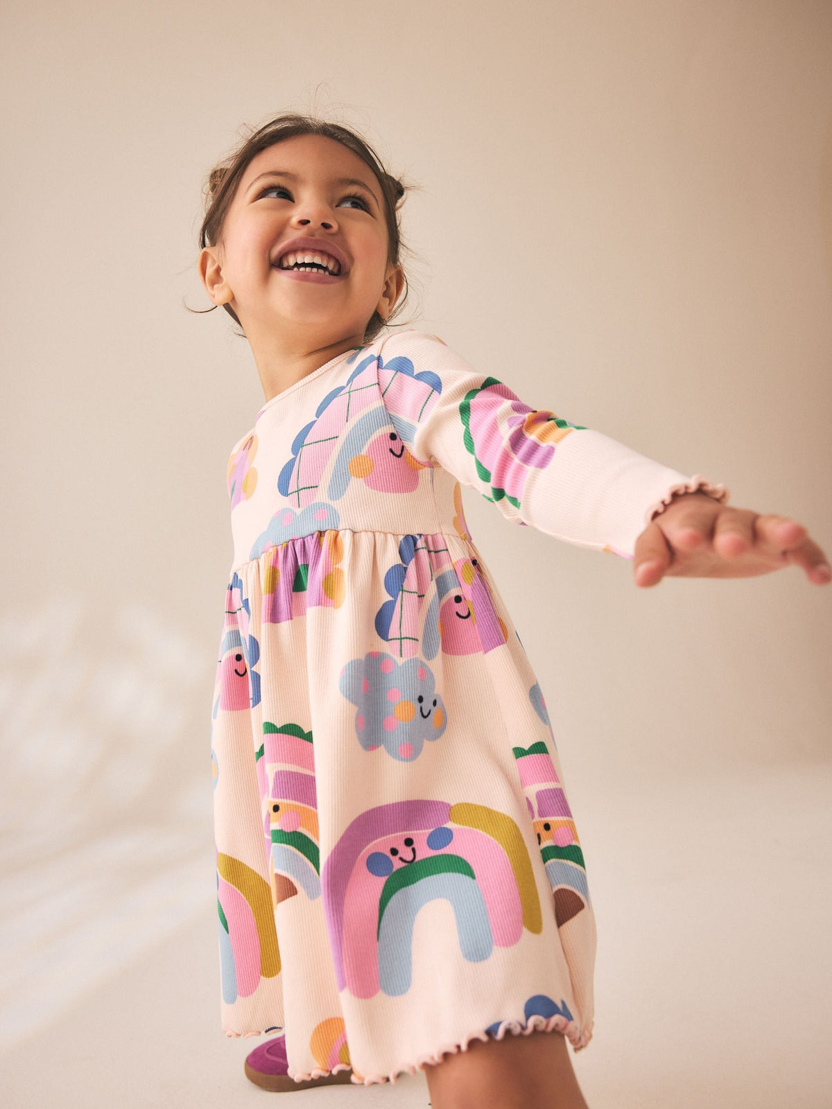 Dsiney Kidz - Rainbow Long Sleeve Ribbed Dress (3mths-7yrs) image 3