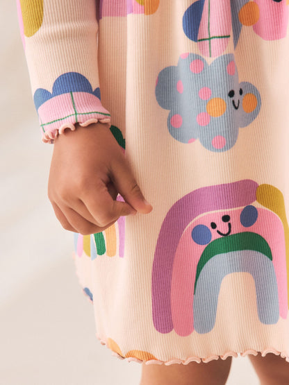 Dsiney Kidz - Rainbow Long Sleeve Ribbed Dress (3mths-7yrs) image 4