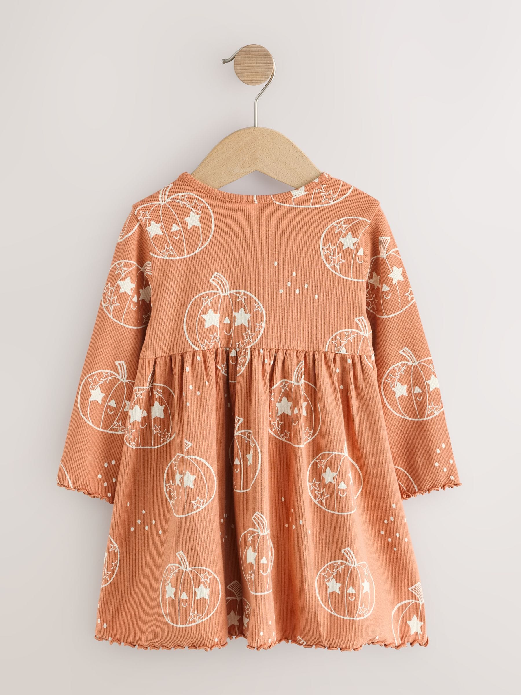 Dsiney Kidz - Orange Halloween Pumpkin Long Sleeve Ribbed Dress (3mths-7yrs) image 5