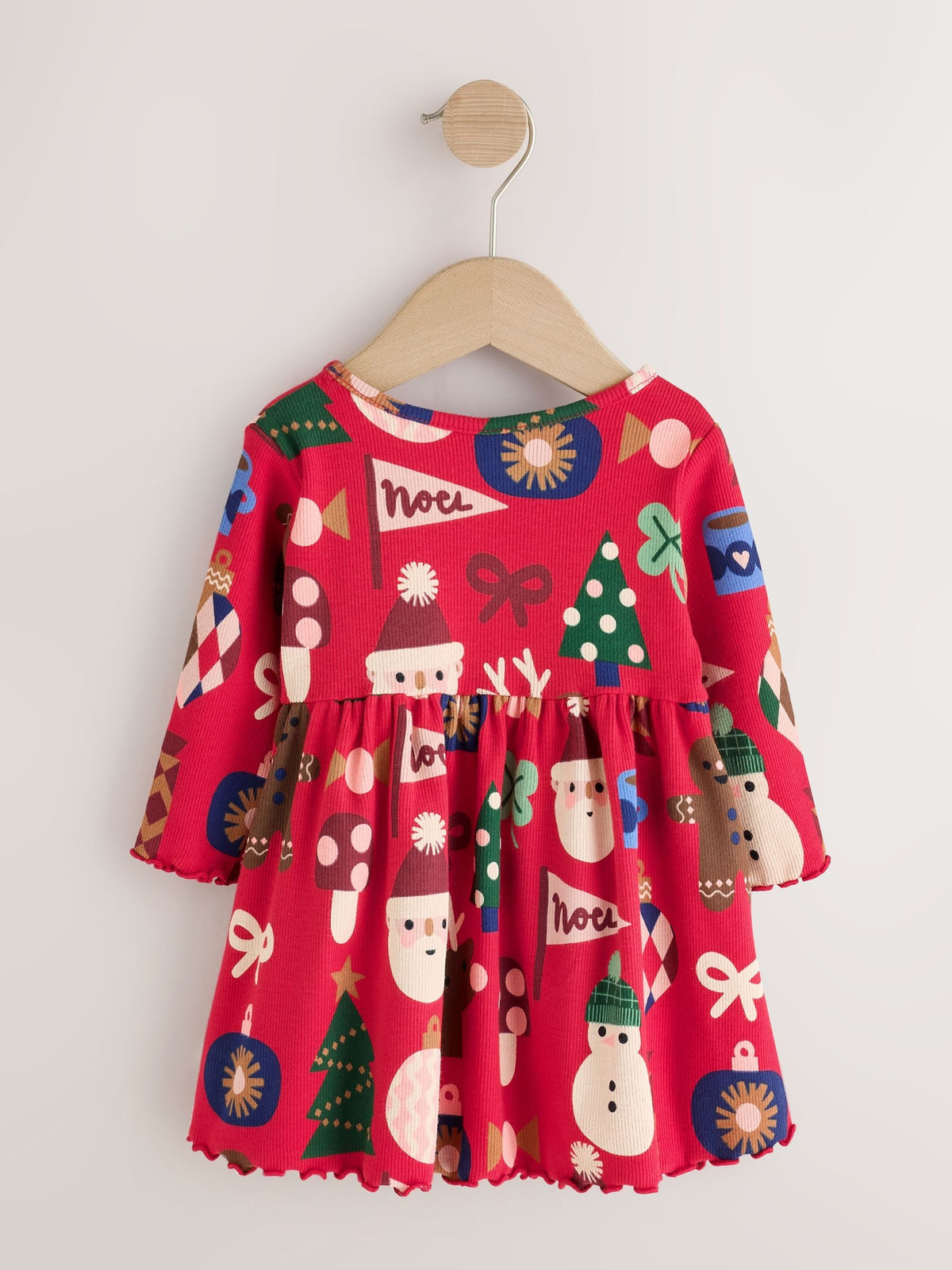 Dsiney Kidz - Red Christmas Long Sleeve Christmas Ribbed Dress (3mths-7yrs) image 2