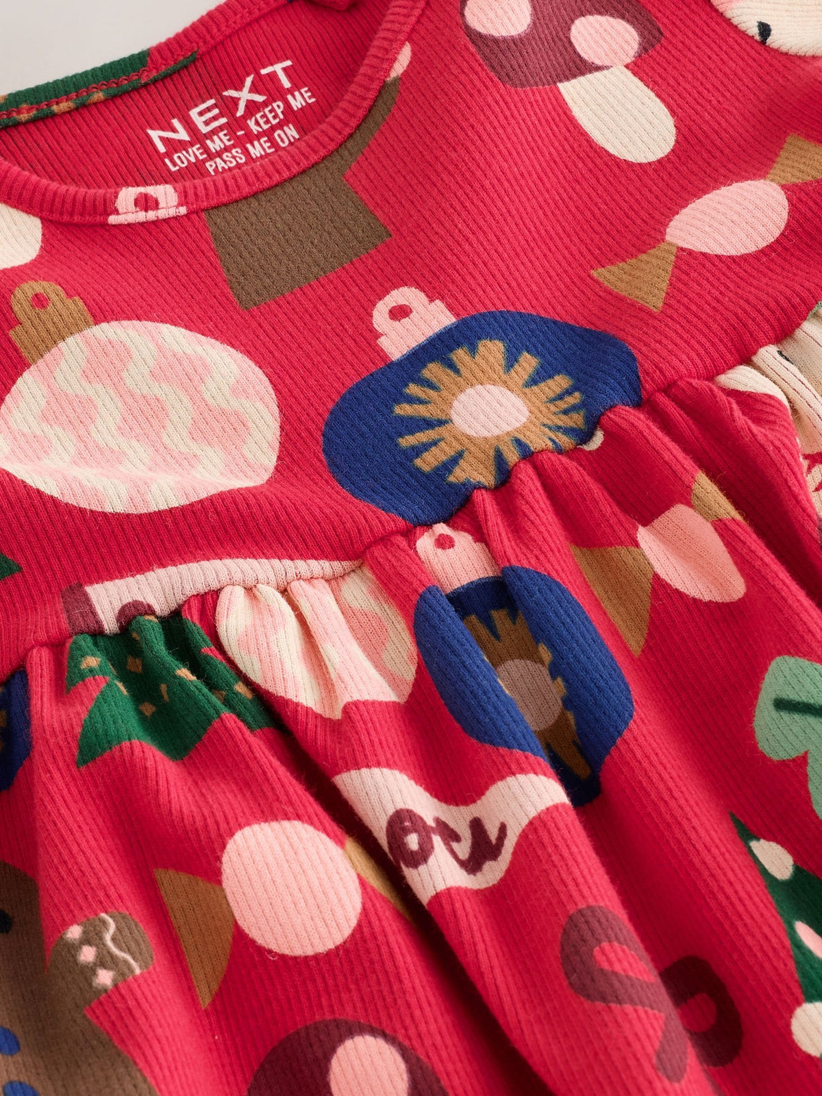 Dsiney Kidz - Red Christmas Long Sleeve Christmas Ribbed Dress (3mths-7yrs) image 4