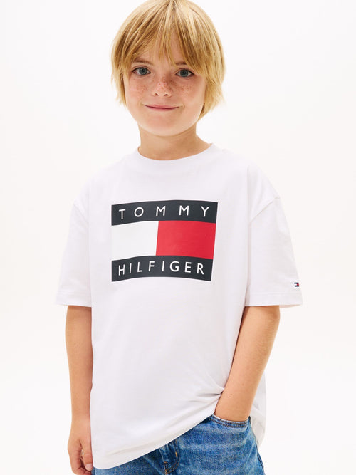 Tommy Hilfiger White Heritage Flag Print Jersey T-Shirt image 1