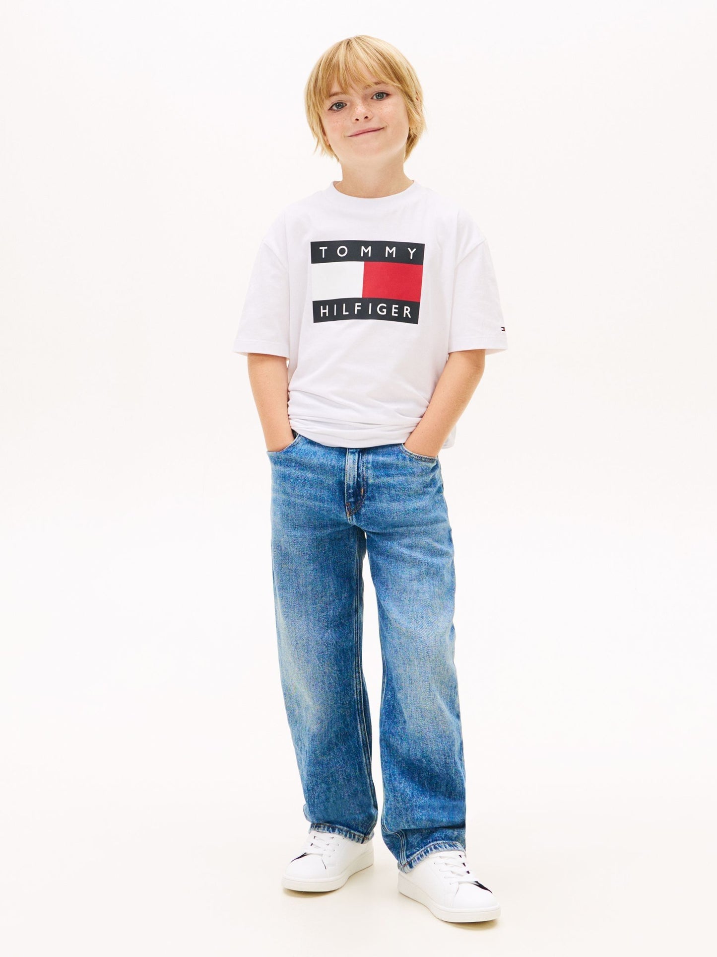 Tommy Hilfiger White Heritage Flag Print Jersey T-Shirt image 3