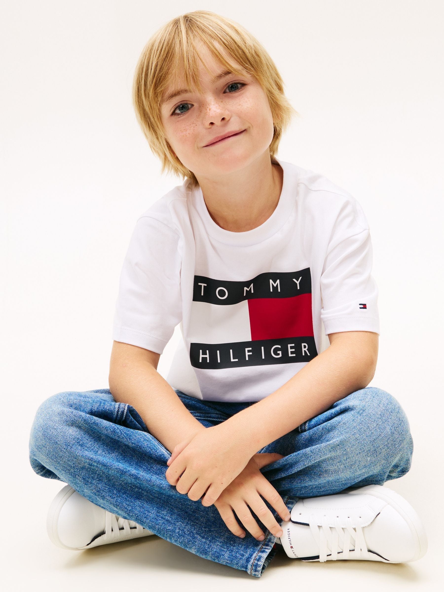 Tommy Hilfiger White Heritage Flag Print Jersey T-Shirt image 4