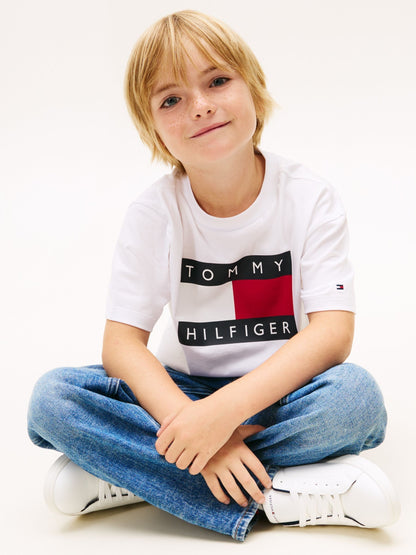 Tommy Hilfiger White Heritage Flag Print Jersey T-Shirt image 4