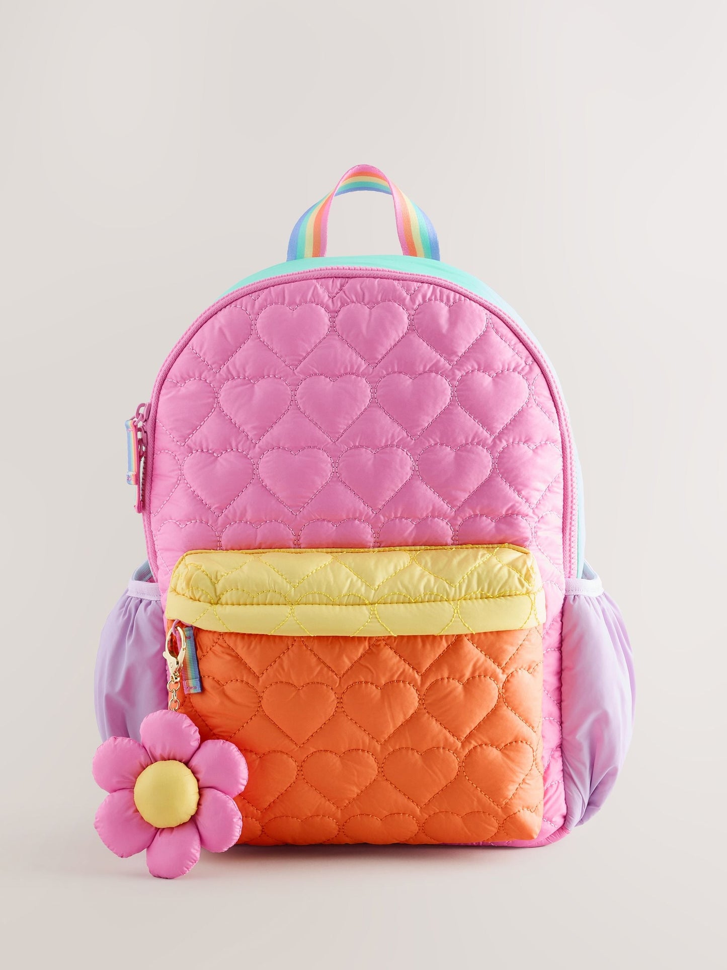 Little Bird by Jools Oliver Multi Back To School Pastel Rainbow Colourblock Nylon Quilted Heart Backpack image 1