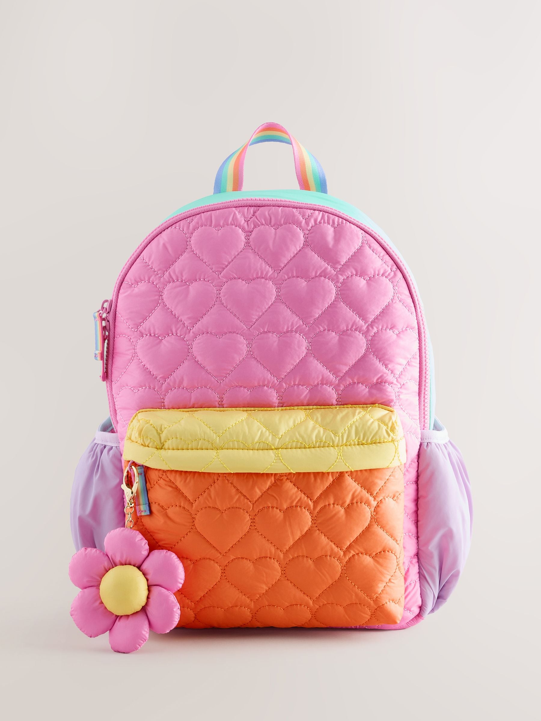 Little Bird by Jools Oliver Multi Back To School Pastel Rainbow Colourblock Nylon Quilted Heart Backpack image 1