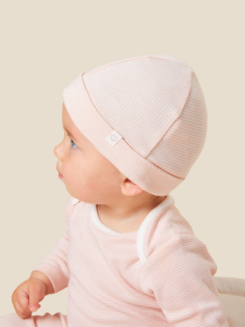 MORI Pink Stripe Supersoft Baby Hat image 1