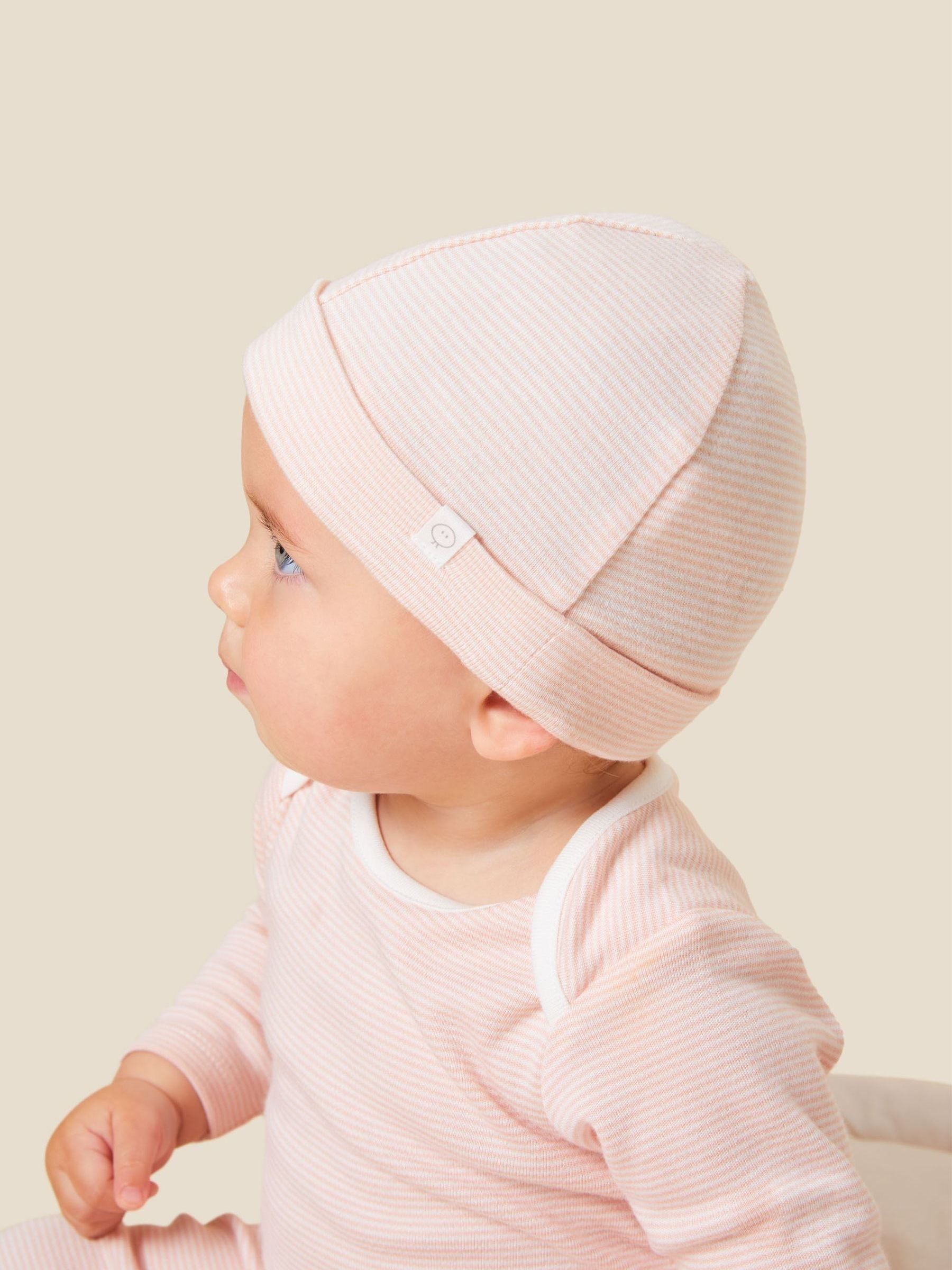 MORI Pink Stripe Supersoft Baby Hat image 1
