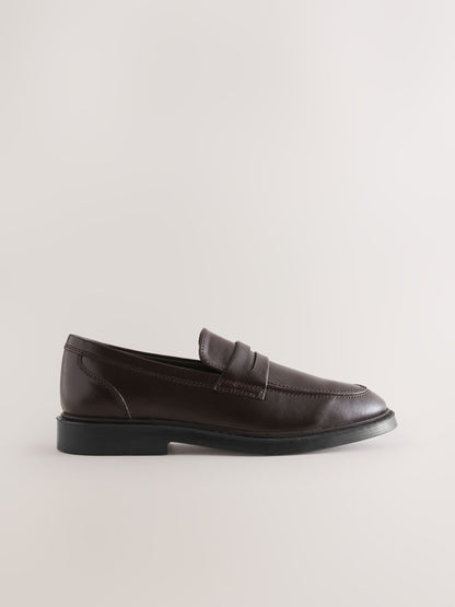 Chocolate Brown Leather Standard Fit (F) Smart Loafers image 2