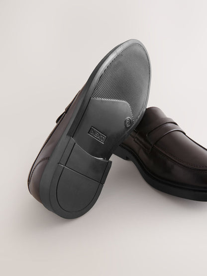 Chocolate Brown Leather Standard Fit (F) Smart Loafers image 3