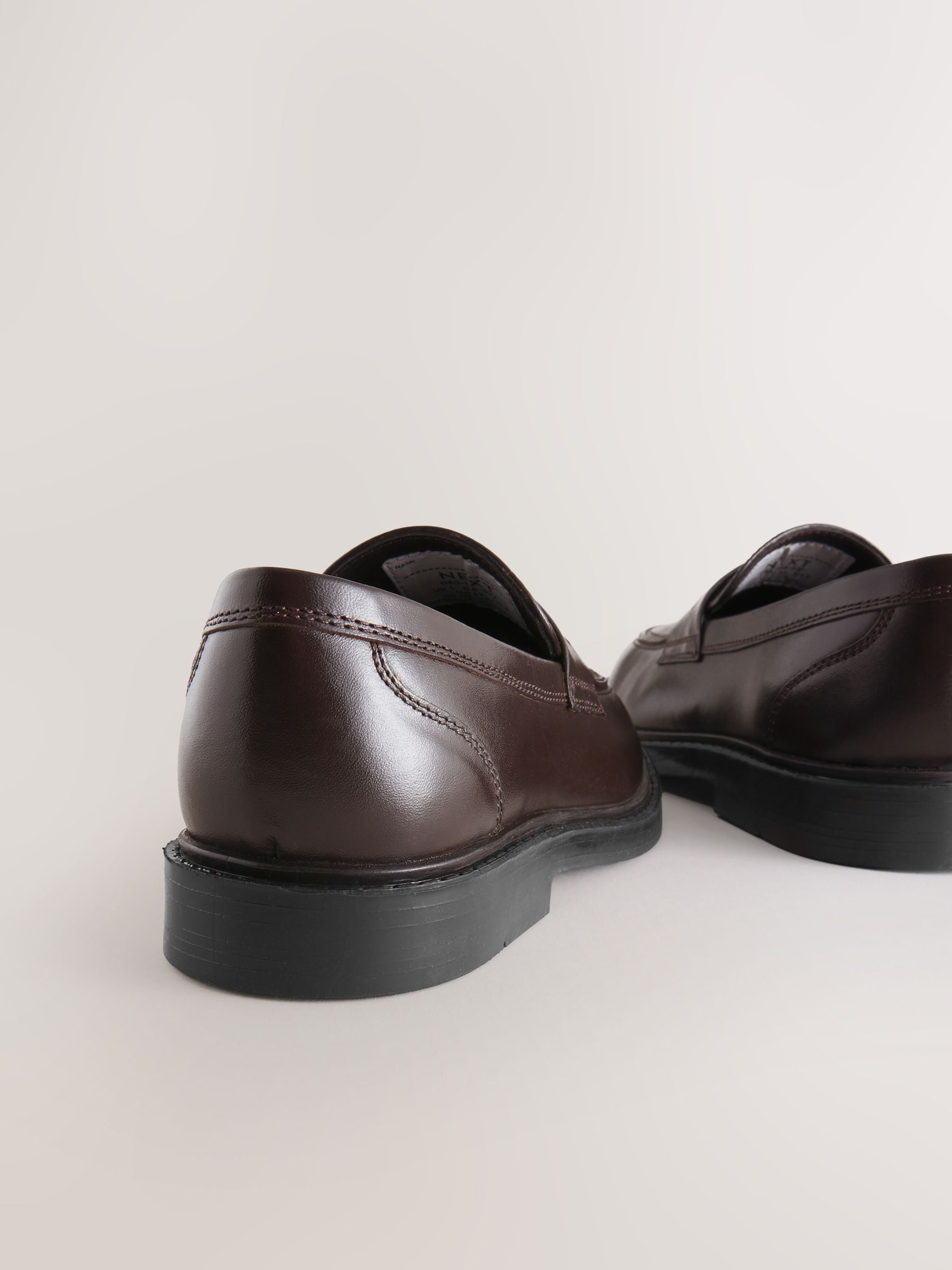 Chocolate Brown Leather Standard Fit (F) Smart Loafers image 4