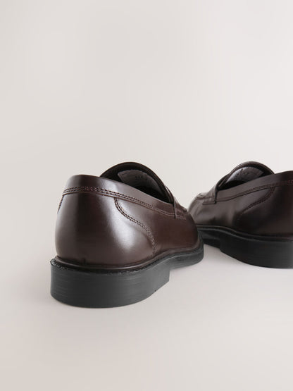 Chocolate Brown Leather Standard Fit (F) Smart Loafers image 4