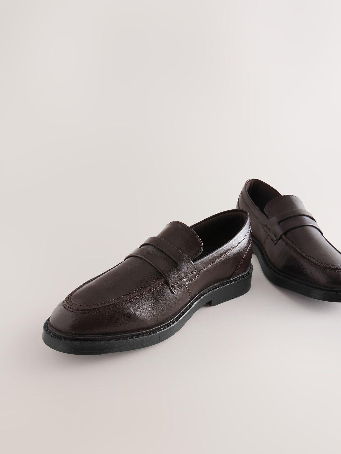 Chocolate Brown Leather Standard Fit (F) Smart Loafers image 5