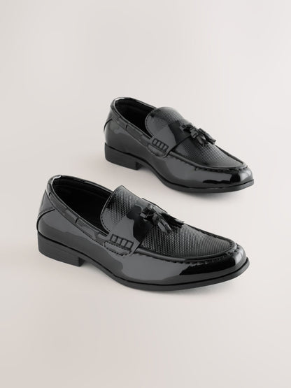 Black Patent Tassel Standard Fit (F) Smart Loafers image 1