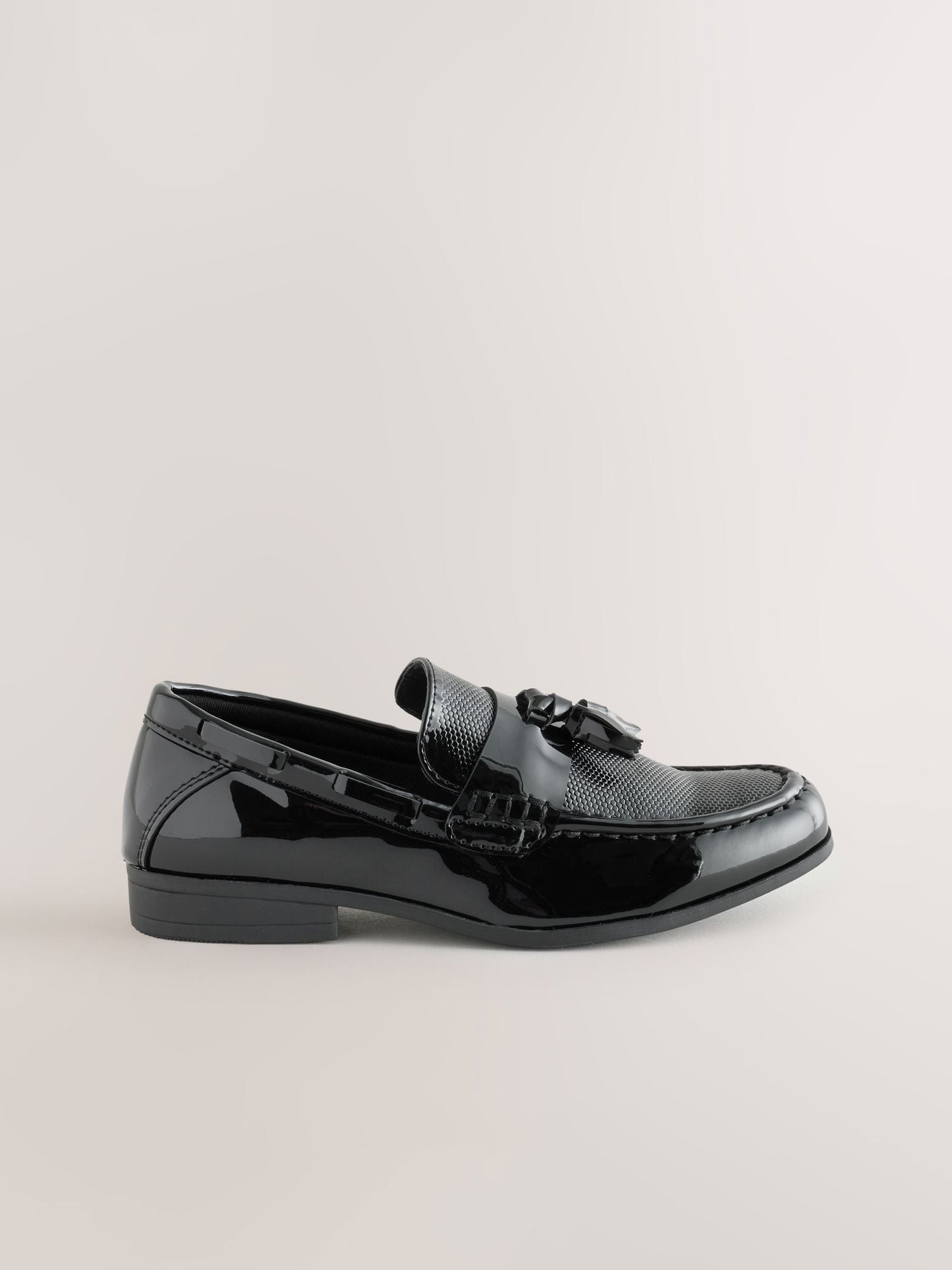 Black Patent Tassel Standard Fit (F) Smart Loafers image 2