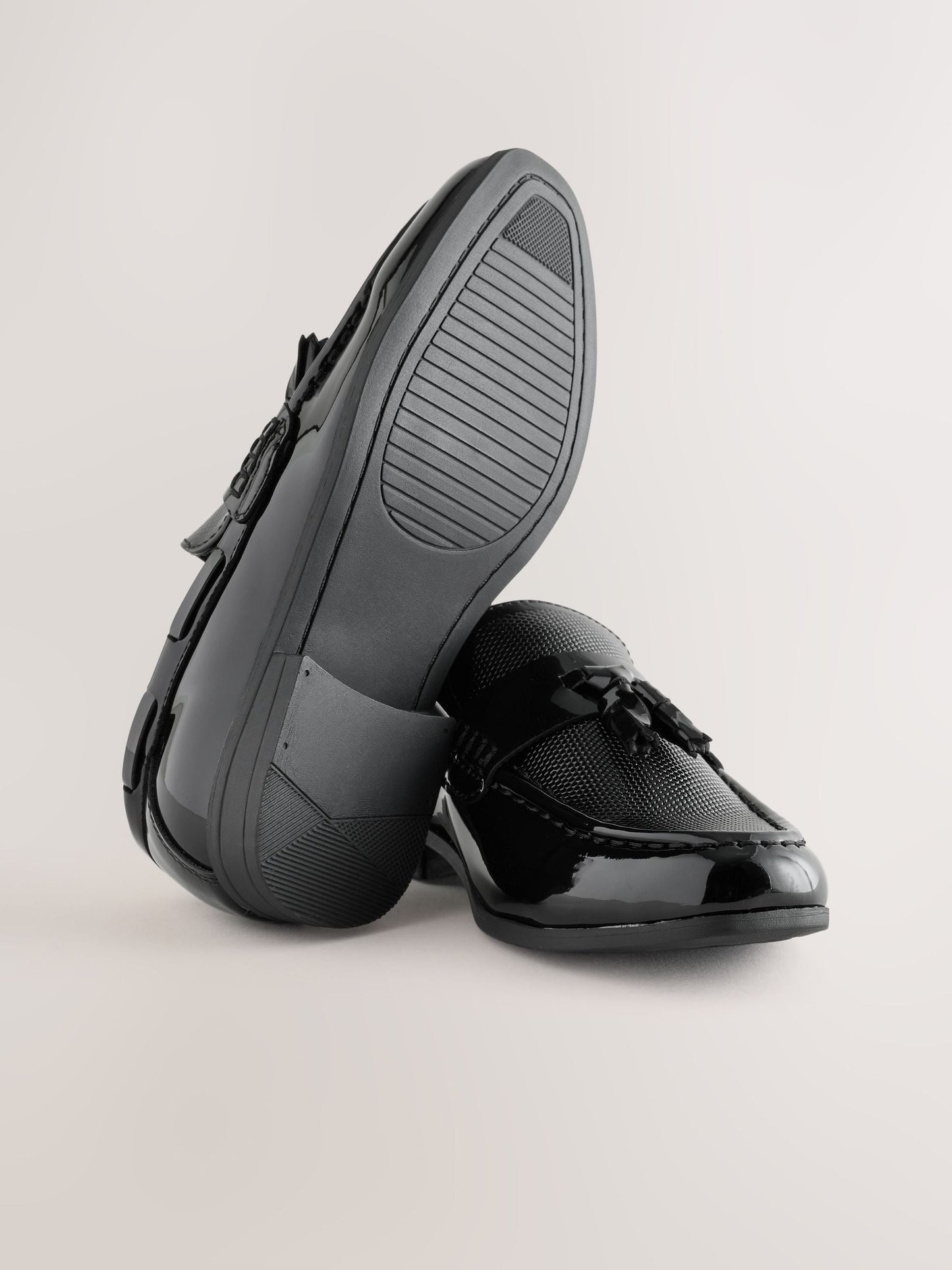 Black Patent Tassel Standard Fit (F) Smart Loafers image 3